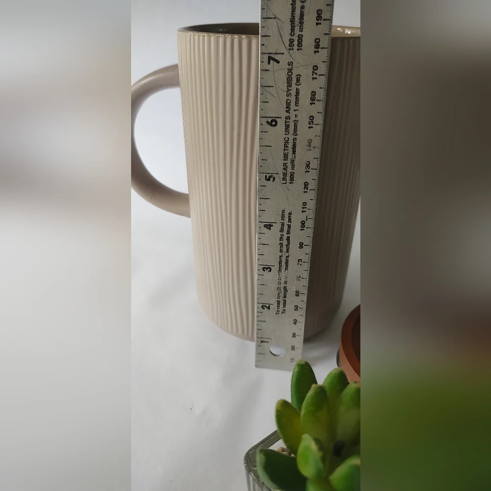 Project 62 Ribbed Ceramic Teapot in Brown with Wooden Knob